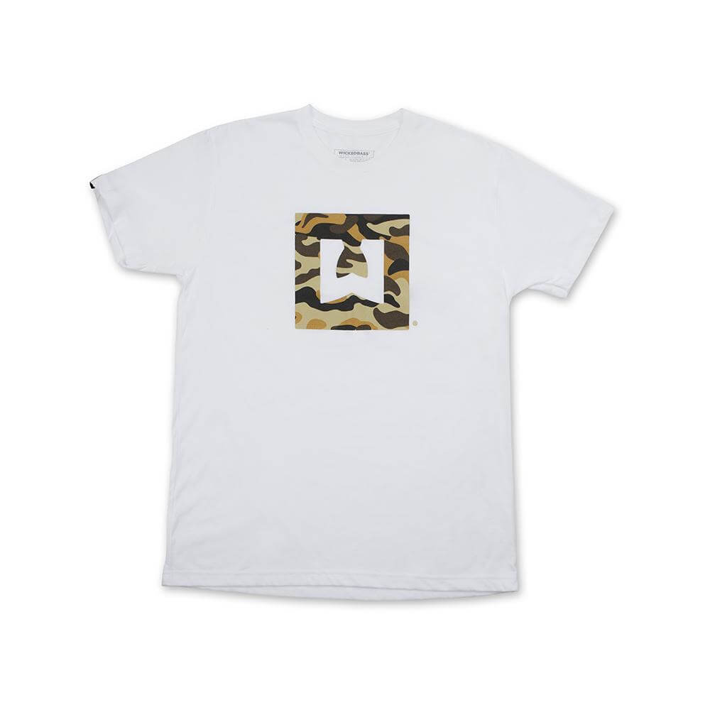 Camo Icon Tee in White, Wicked Bass